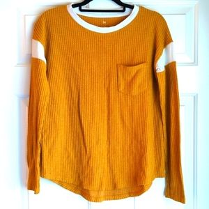 2/$20 - SO Juniors S Long-Sleeved Mustard and White Thermal Tee